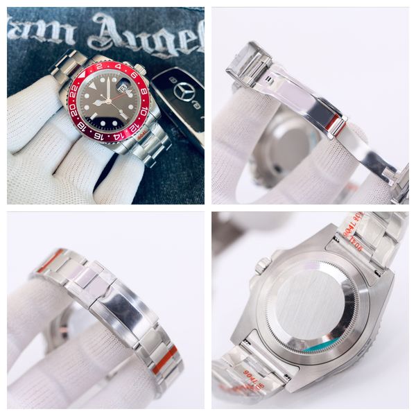 

Luxury men's automatic mechanical watch red dial 40mm 904L stainless steel sapphire luminous watch Montre de Luxe
