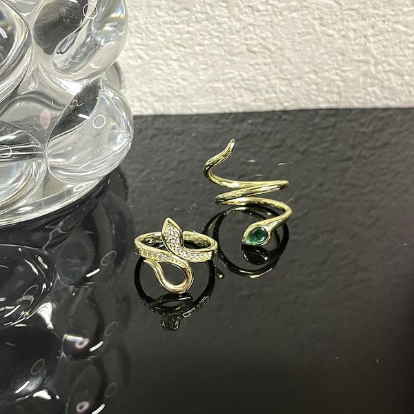 

promise rings unique engagement ring couple rings gold snake ring female viper niche design superimposed cool personality zircon rings match, Silver