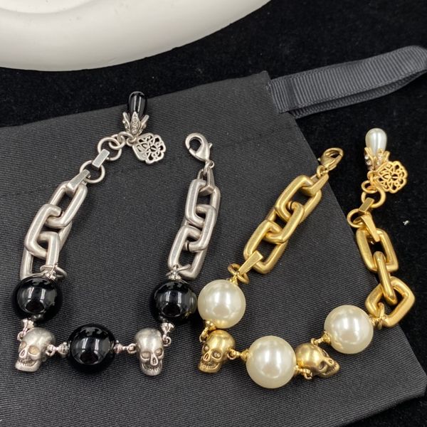 

fashion classic designer skull bracelets for men jewelry accessory punk rock bangle wholesale, Black