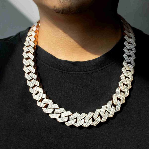 

cuban link chain 925 sterling silver sparkling 20mm moissanite diamond vvs
