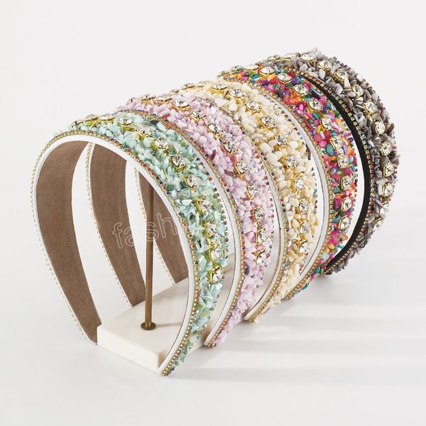 

retro personalized colorful stone diamond headband women wide-brimmed candy color headwear fashion headband temperament hair accessories, Silver