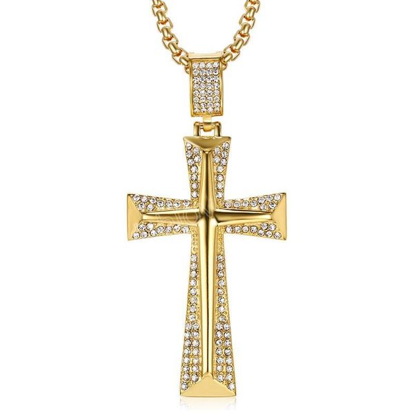 

hip hop gold color 316l stainless steel cross necklaces religious cross pendants for men women jewelry, Silver