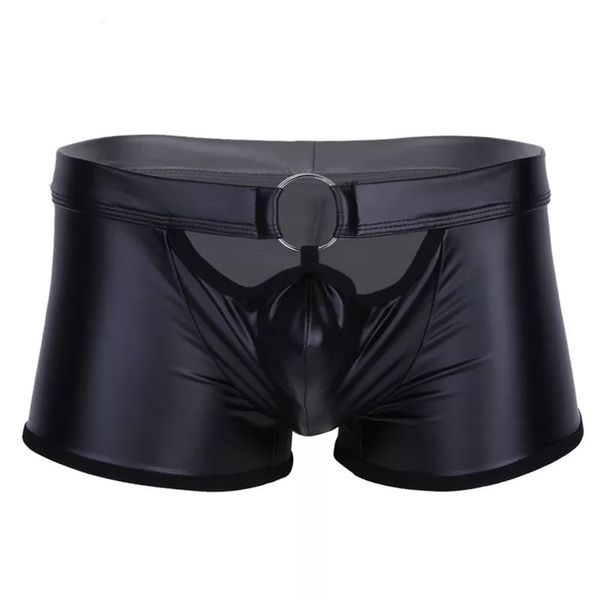 

mens briefs matte patent leather panties shorts soft leather underwear, Black;white