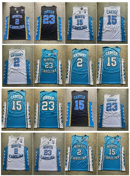 

north carolina tar heels vince carter cole anthony 23 michael jor dan basketball jerseys black white blue size s-xxl, Black;red