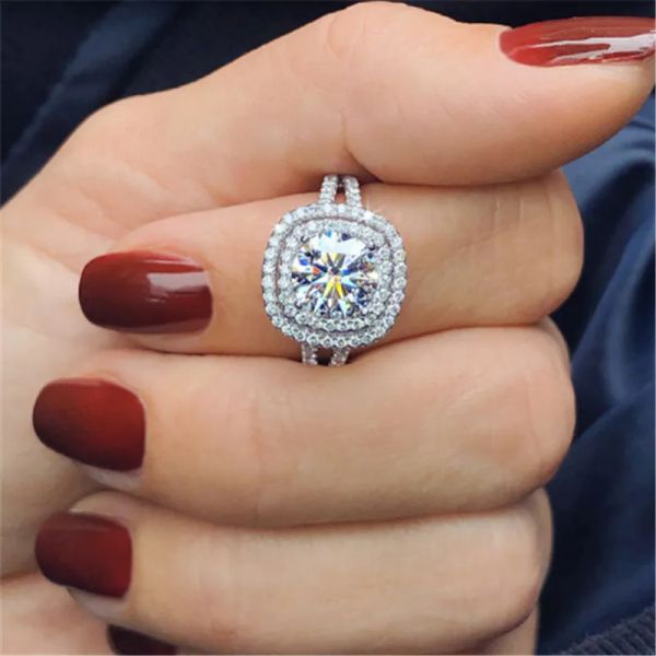 

wedding rings zircon finger ring white gold filled party wedding band rings for women men engagement jewelry birthday gift, Slivery;golden