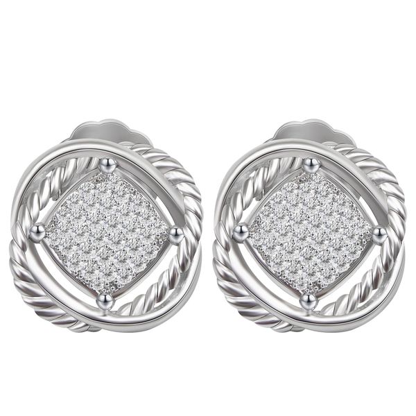 

cluster cz stud earrings stylish chic white gold plated brass statement earrings for women fashion jewelry accessories gift, Golden;silver