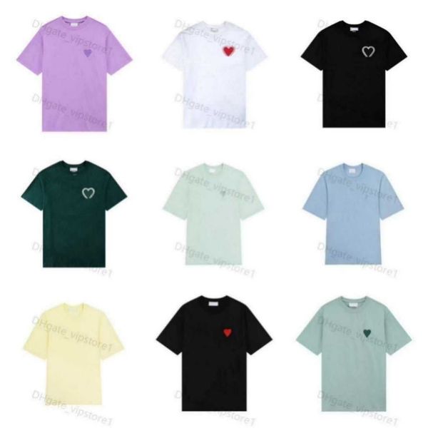 

2023 mens designers paris amis t shirt tone-on-tone love embroidery fashion street casual joker round neck cotton short sleeves for men 112m, White;black