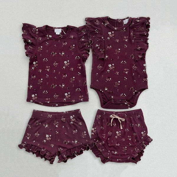 

clothing sets baby girls summer clothing set short sleeve + short pants 2pcs outfits newborn toddler kids ribbed knitted tracksuits w0424, White