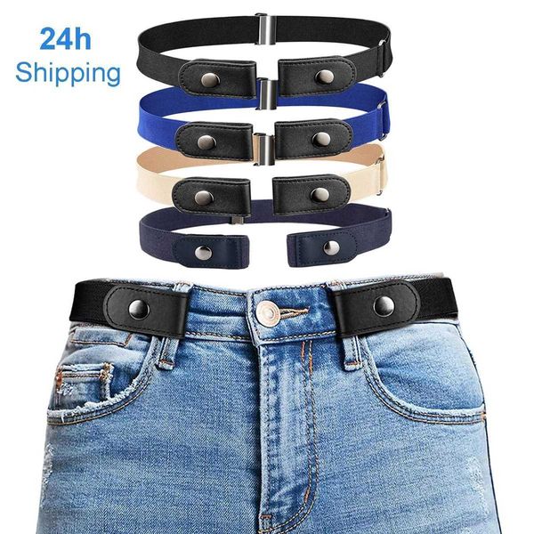 

belts ikat pinggang elastis lentur tanpa gesper universal 1 inci bebas ikat pinggang untuk gaun celana jeans wanita pria sabuk w0424, Black;brown