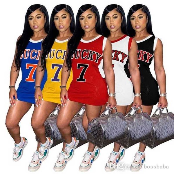 

sleeveless women letter printed basketball dress designer new summer skirt slim jersey style tracksuit sports cause dresses, Black;gray