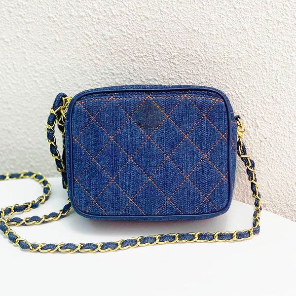 

gold quilted women denim camera bag mini diamond lattice vintage handheld shoulder bag designer purse trend luxurys handbags longchammp tote