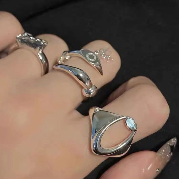 

promise rings for womens minority design high-level opening ring spider fluid symbol ins style personality fashion combination wearing rings, Silver