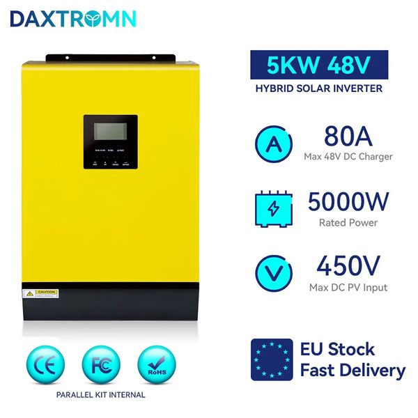 

mppt hybrid solar inverter 5kw 48v 230v 450vdc 5000w pv 80a battery charger build in parallel kit rs232 dry contact grid tie
