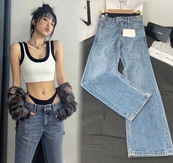 

high edition aw king 2023 spring/summer new low rise bikini spicy girl versatile slim straight leg jeans, Blue