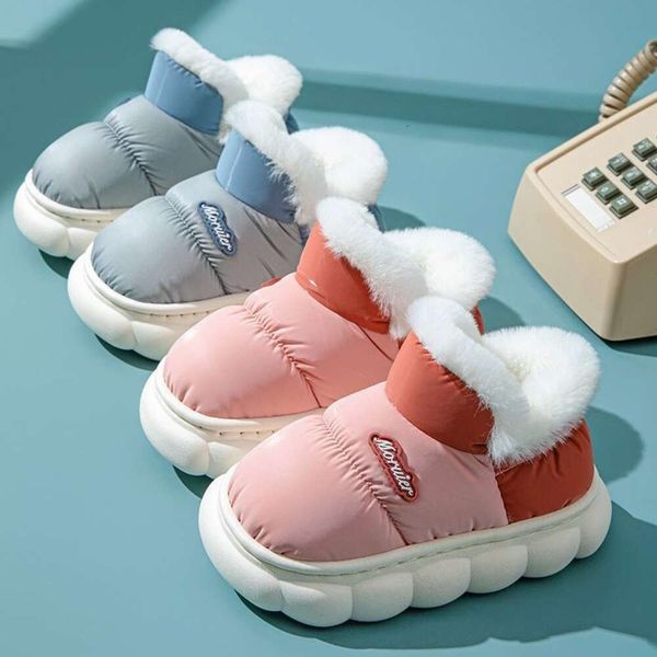 

Winter Children's Slipper Bag with Parent-child Cotton Shoes, Warm Plush, Thickened Anti Slip and Waterproof Down Shoes for, Pink