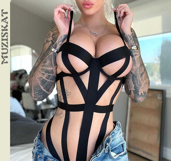 

set muziskat selling bodysuit women bandage cross deluxe erotic package hollowed out sensual lingerie puberty underwear j230425, Red;black