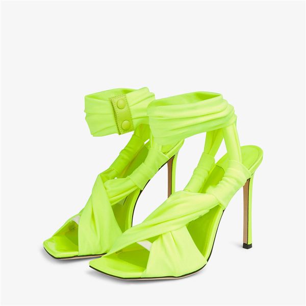 

2023 new style leather sheepskin leather sandals high heels summer narrow band square peep-toe open toes slipper ankle strap solid cross-tie, Black