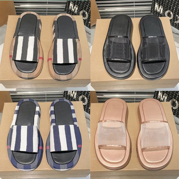 

womens slippers vintage canvas plaid slide flip flops rubber flat bottom beach scuffs moccasins sandals, Black