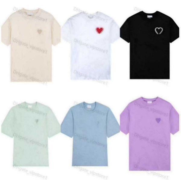 

paris designer amis t shirt 2022 new macarone candy color love embroidery letter a hearts pure cotton short sleeves for men and wome omh, White;black