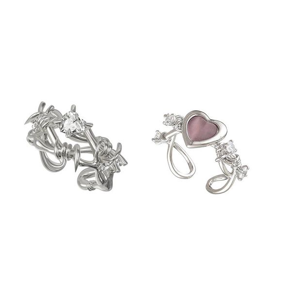 

couple rings small opening ring female students hearts thorns design feeling, senior fashion and personality of irregular set auger index fi, Silver