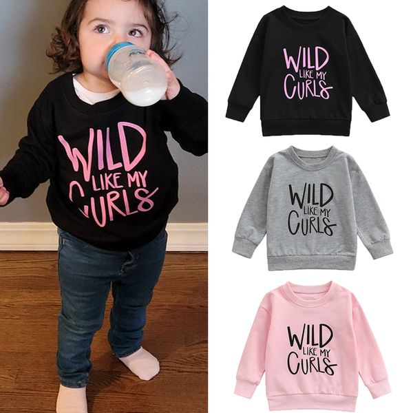 

tshirts lioraitiin 16years toddler baby boy girl autumn hoodies long sleeve letter printed 4colors casual outfit 230424, Blue