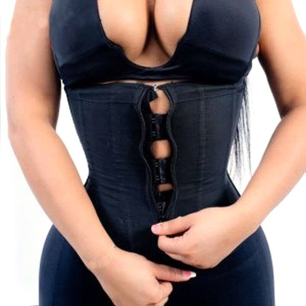 

women's shapers latex waist trainer shaping tight bra zippered pleated weight loss band black shape plus size 230425, Black;white