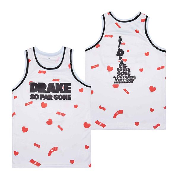 

movie drake so far gone film jersey basketball retro breathable pullover high school hiphop team white embroidery vintage college shirt for, Black
