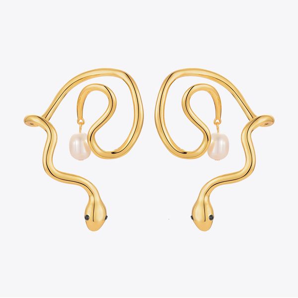 

ear cuff enfashion snake natural pearl ear cuff gold color earrings for women fashion jewelry animals pendientes friends gifts e221379 23042, Silver