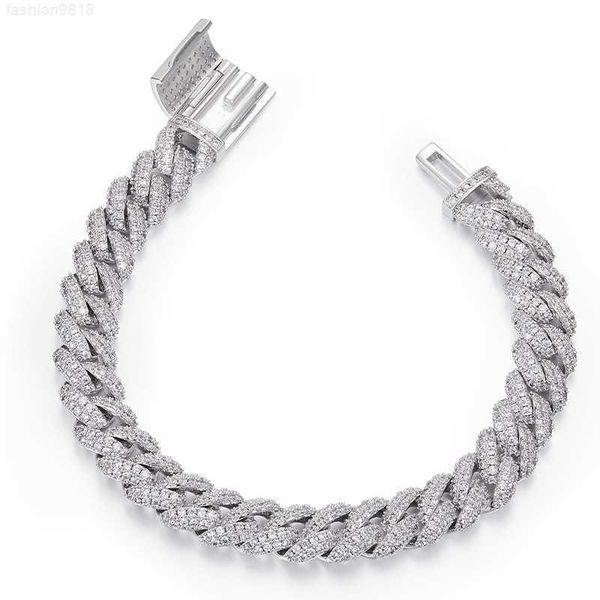 

pushi fashion jewelry s925 sterling silver bracelet zircon hiphop cuban bracelet for men women necklace jewelry