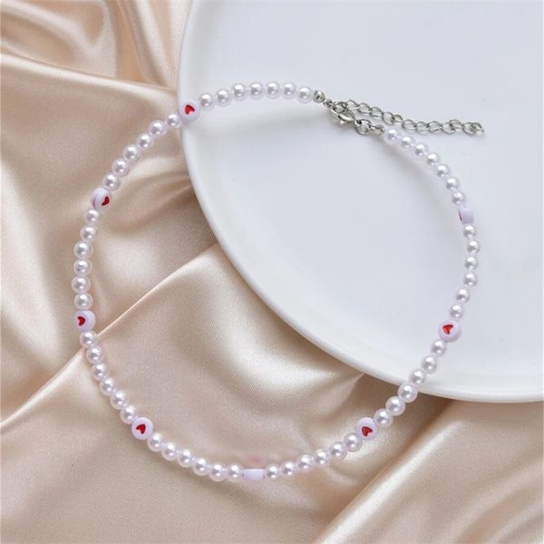 

strands strings trendy love pearl necklace female personality travel party fashion clavicle accessories collar perlas 230424, Black
