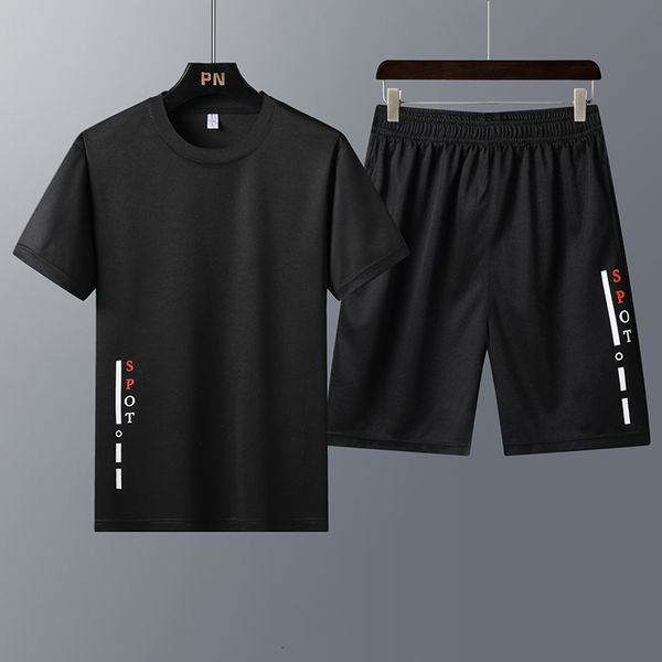 

men's tracksuits men's sportswear clothing summer men's suit sports suit short-sleeved t-shirt shorts tracksuit men sweat pan, Gray