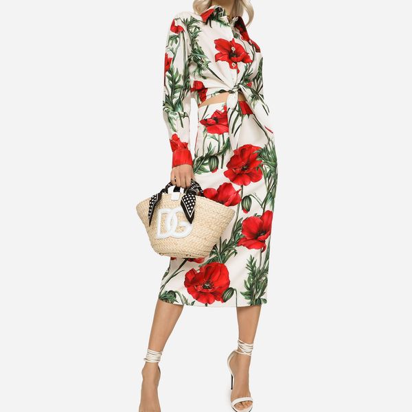 

women's shirt cotton poppy flower printed short shirt, White