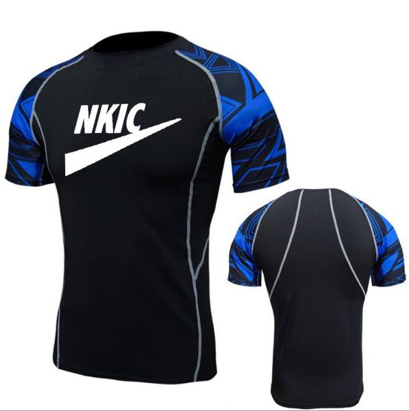 

men compression short sleeve t-shirt gym fitness bodybuilding shirt male summer tight quick dry tee brand training clothing, White;black