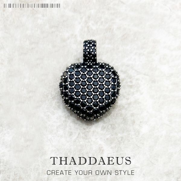 

pendant necklaces pendant black heart pave winter trendy brand fashion glam 925 sterling silver jewelry europe gift for woman 230425