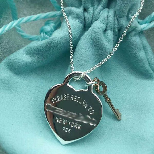 

versatile tiffay s925 sterling silver women's key heart shaped necklace fashionable versatile pendant small crowd luxury clavicle chain