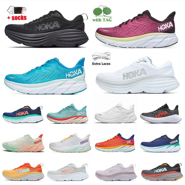 

hoka one clifton 8 running shoes hokas carbon x2 triple black white light blue sports designer men women trainers lifestyle shock absorption