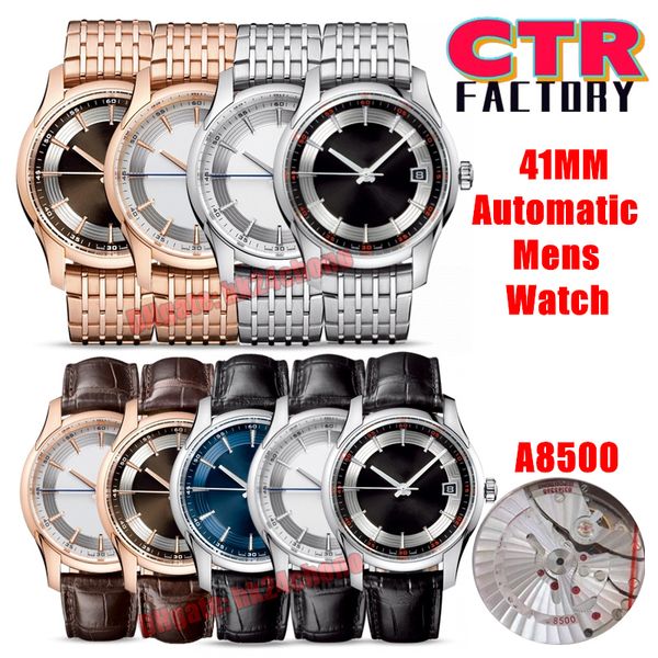 

ctr factory watches ctrf 41mm deville 431.30.41.21.02.001 cal.8500 automatic mens watch silver/brown / black/ blue dial stainless steel brac, Slivery;brown