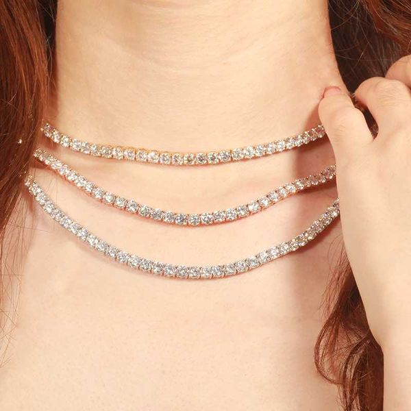 

fancy tennis chain premium custom jewelry 14k white/yellow/rose gold 4mm round moissanite tennis chain, Silver