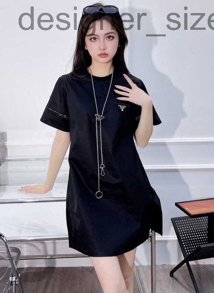

casual dresses designer p new round neck hollow panel lace t-shirt dress for girls with full atmosphere and fashionable hollow panel lace de, Black;gray