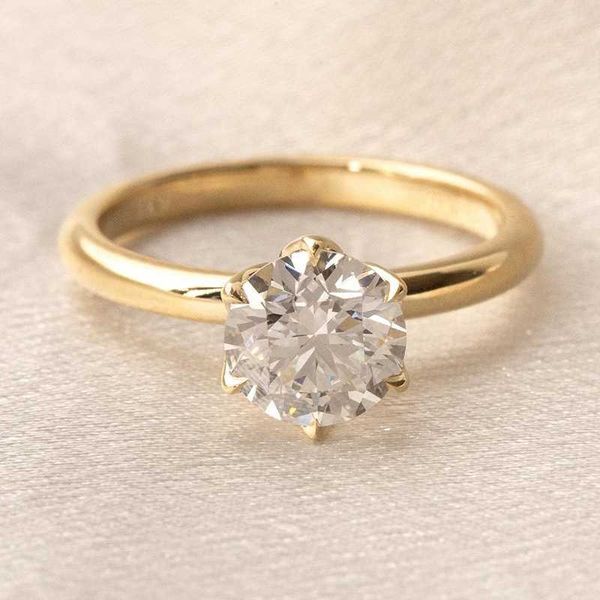 

Wedding Rings Jovovasmile 2 Carat 8MM Round Cut 14K 18K Yellow Gold Moissanite Wedding Ring for Woman Engagement