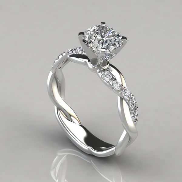 18k rose Gold jewlery plated two color princess square diamond ring cross twist diamond ring high quality for party 2023