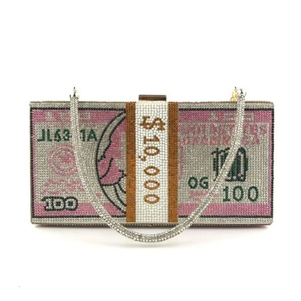 

evening bags creative fashion money clutch purse 10000 dollars stack of cash handbags shoulder wedding dinner bag 230424