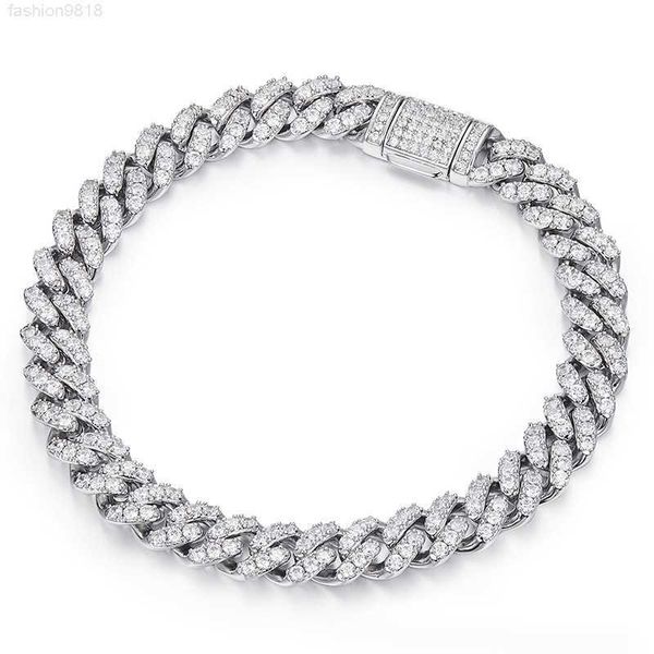

pushi diamond vvs1 8mm cuban link 925 sterling silver moissanite chain link bracelet necklace