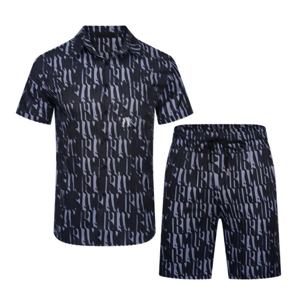 

fashion mens womens summer tracksuits sport suits casual letter pattern print men's short sleeve shorts men shirts colors clothing, Gray