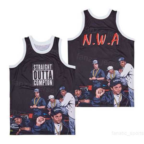 

basketball moive nwa straight outta compton jersey film pullover team green breathable high school sports pure cotton hiphop college retro s, Black