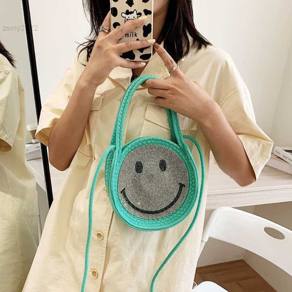 

totes new cotton rope woven hand bag for women shoulder bag rhinestone handbag designer purses crossbody bag cute satchel