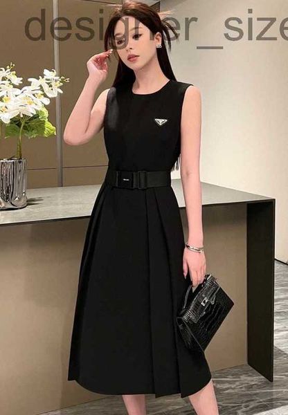 

casual dresses designer spring/summer classic sleeveless dress on the chest elegant and elegant temperament, metal belt button, very exquisi, Black;gray
