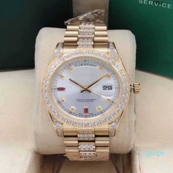 

rolax watch diamond master watches fashion business diamond bezel strap gold case 36 mm disk sapphire glass folding buckle mechanical automa, Slivery;golden