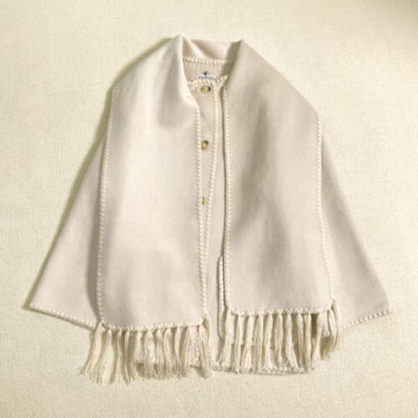

23-new tote-m-e single-breasted tassel scarf wool coat color beige, Black