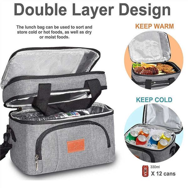 

ice packs/isothermic bags double layer insulated heat lunch bag food thermal bento bags oxford cloth portable storage tote shoulder crossbod